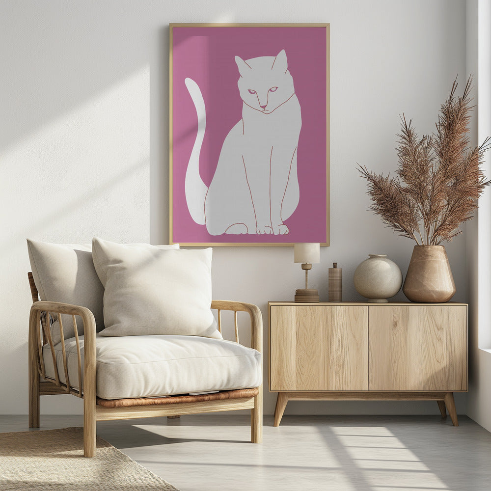 White and pink cat | Poster