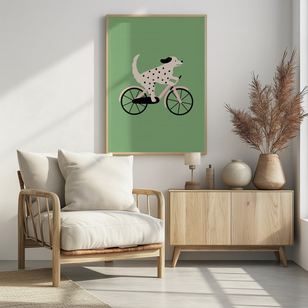 Spotted Dog Riding a Bicycle | Poster