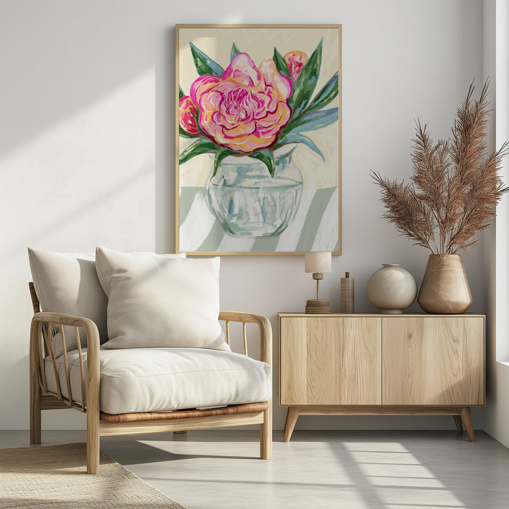 Peony in Glass Vase | Poster