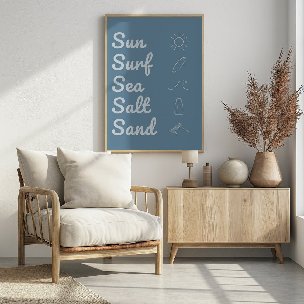 Sun Surf Sea Salt Sand Dark Blue | Poster