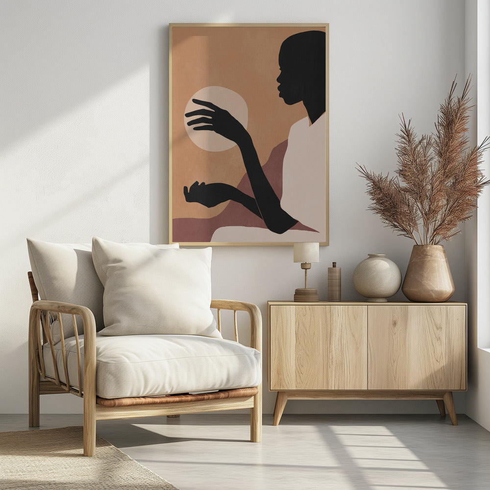 Minimal Abstract Art Sunset Girl | Poster