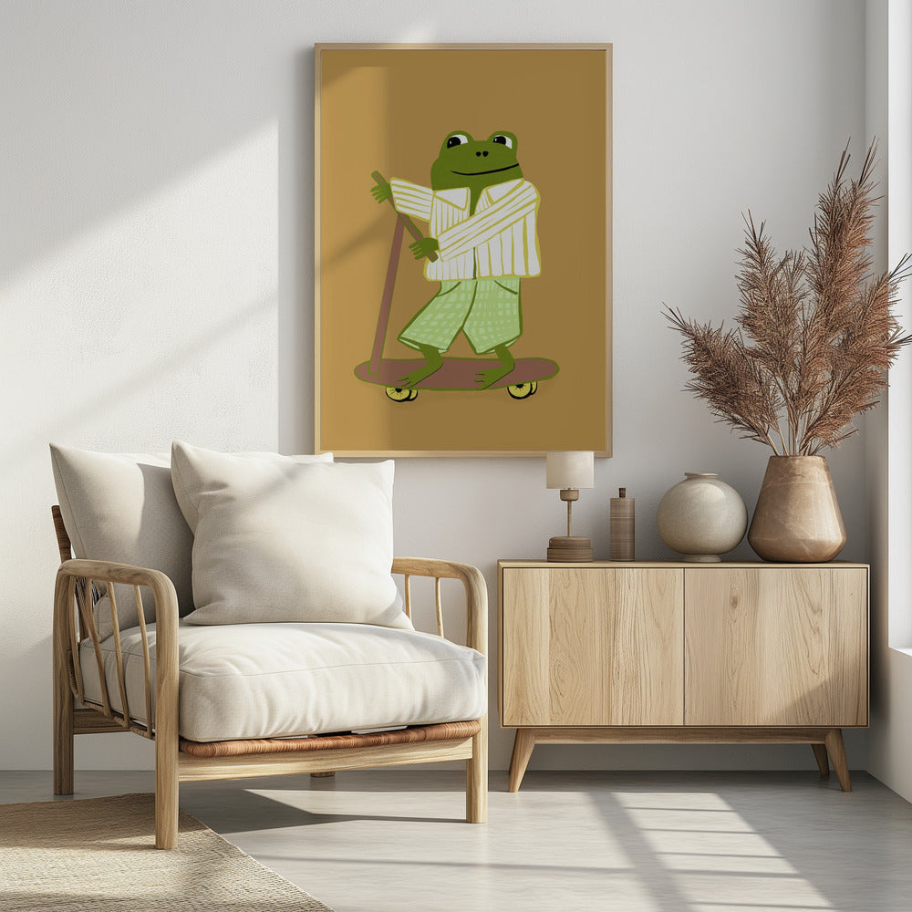 Frog on scooter | Poster