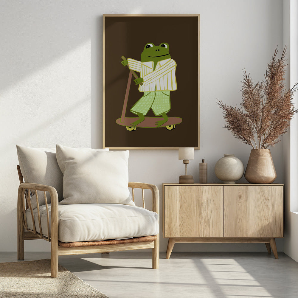Frog on scooter | Poster