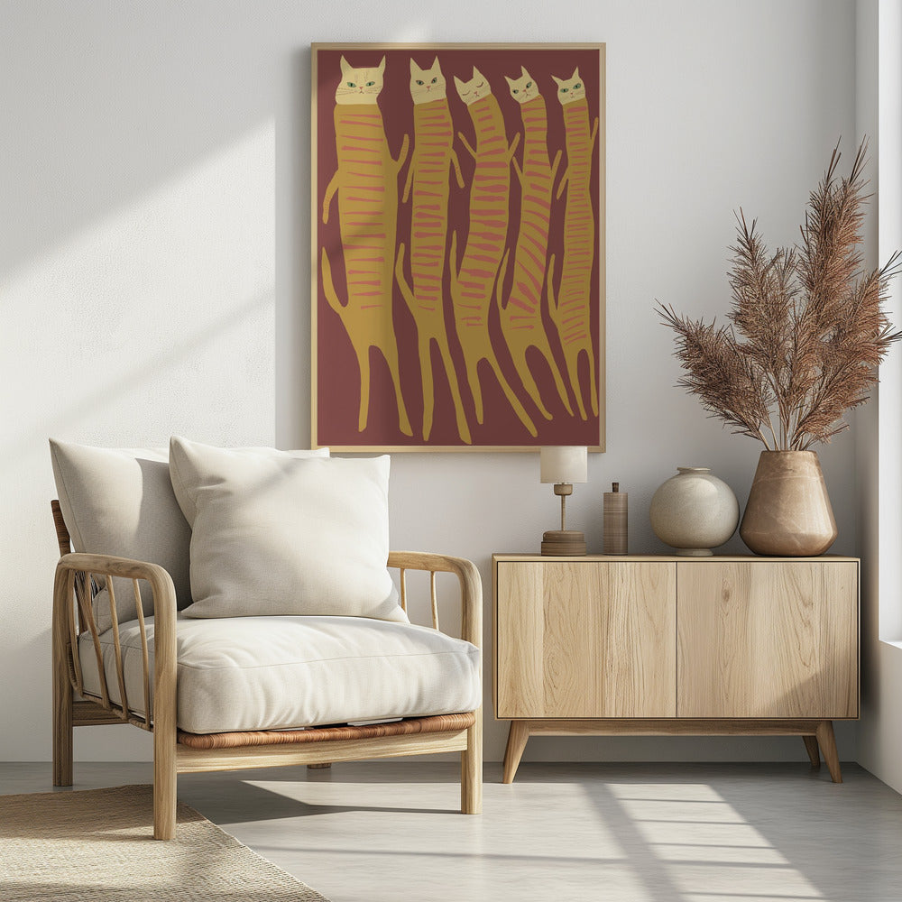Five long cats | Poster