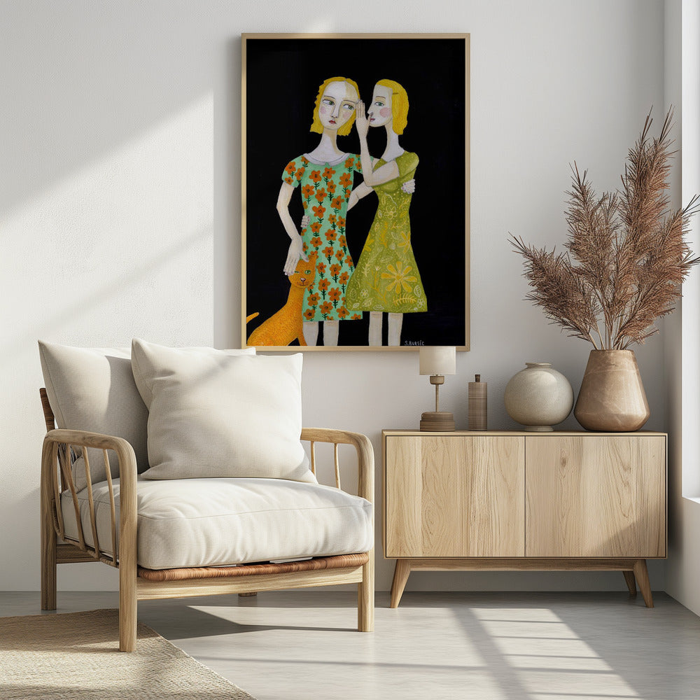 Best friends with their ginger cat | Poster