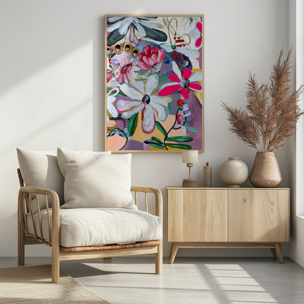 Vibrant Flowers with Bold Pink and White Petals | Poster