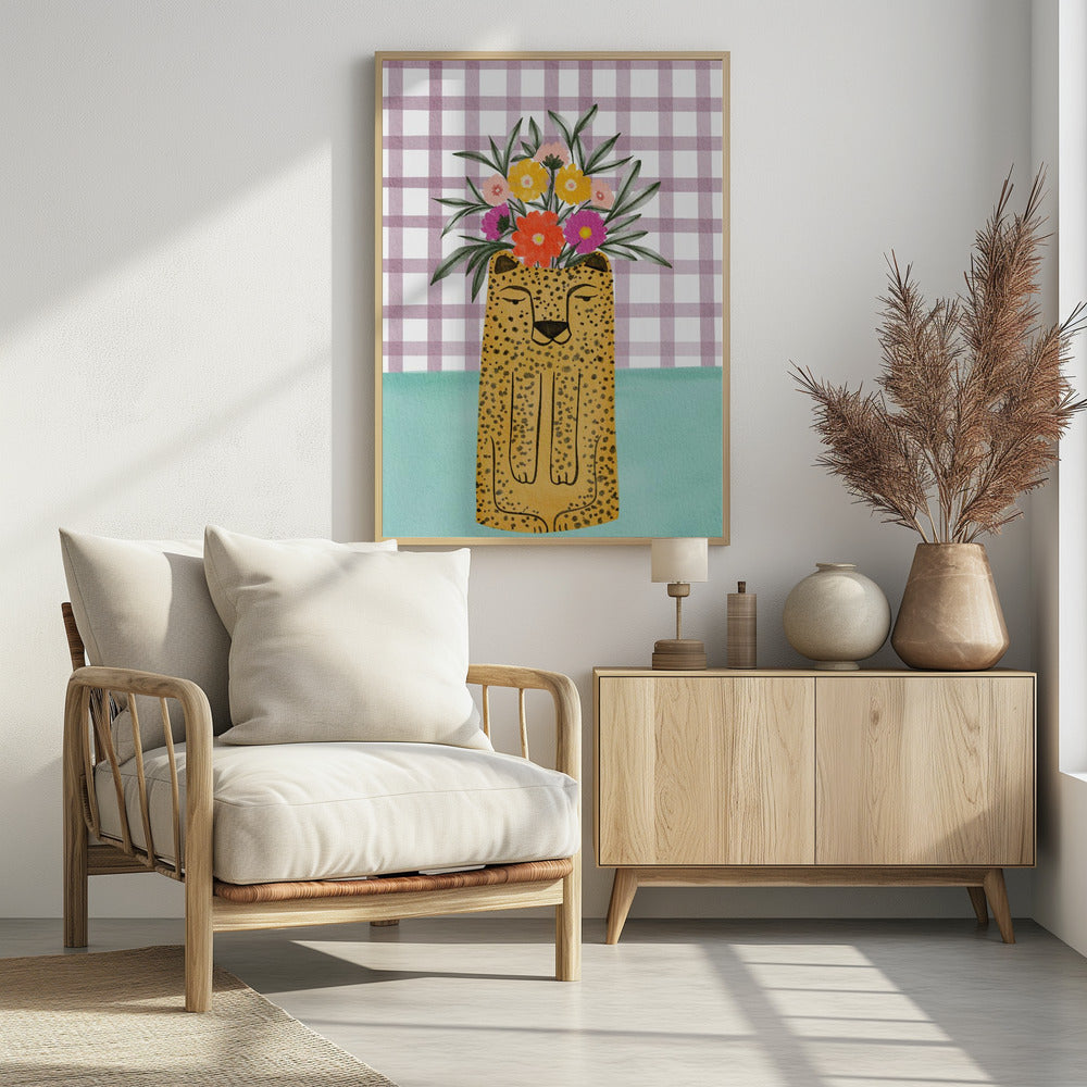 Leopard Shape Vase with Flower | Poster