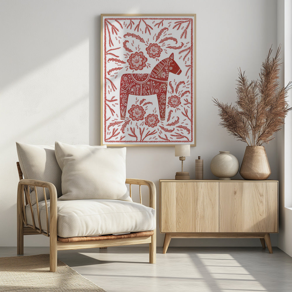 Swedish Dala Horse Red And White | Poster