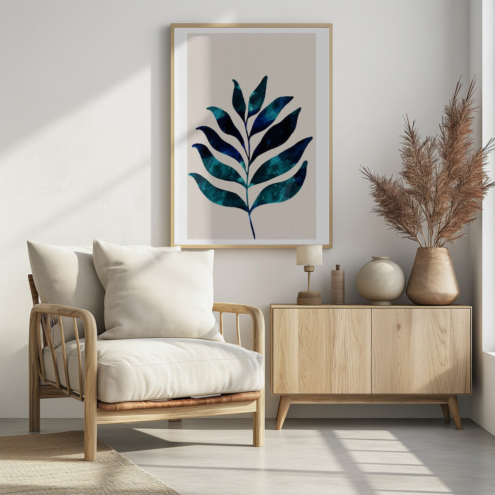 Botanical Design With Dark Blue Watercolor | Poster