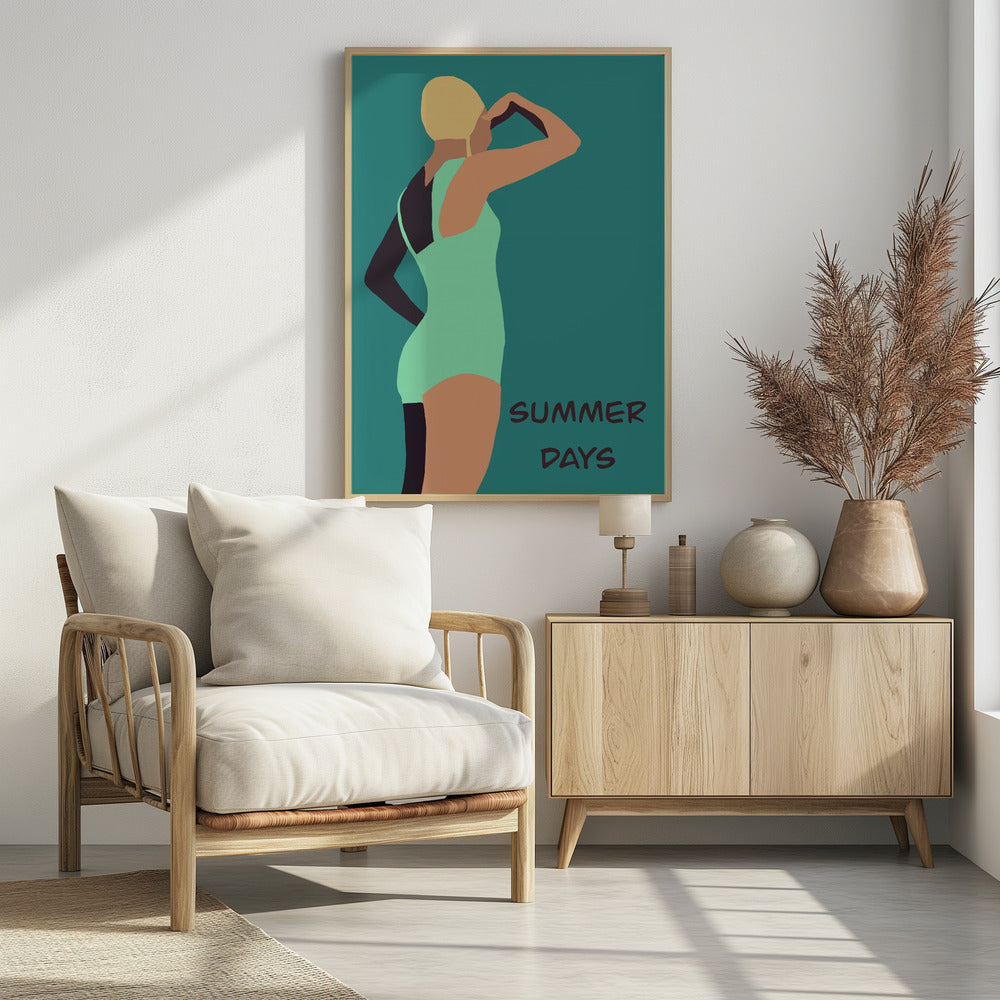 Vintage swimmer poster | Poster