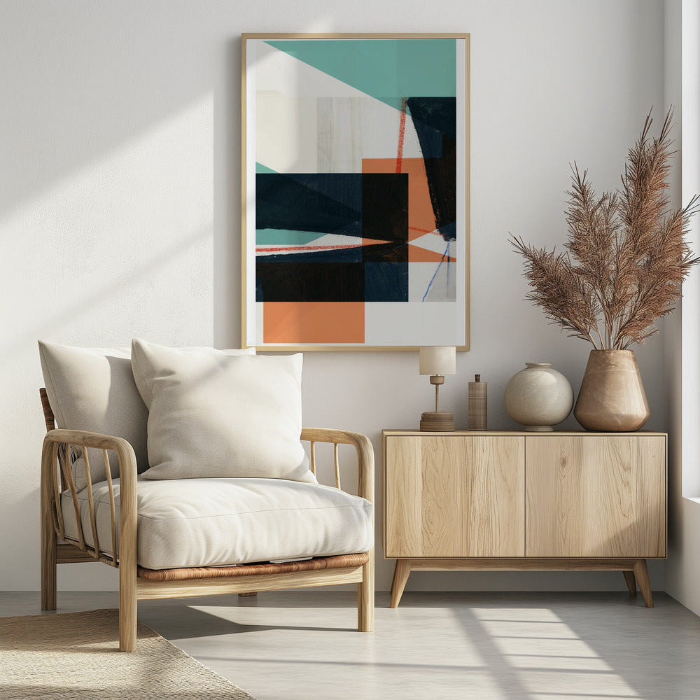 Geometric Shapes In Muted Teal | Poster