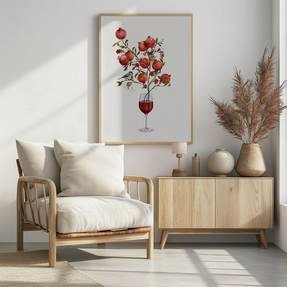 Pomegranate In a Glass of Wine | Poster