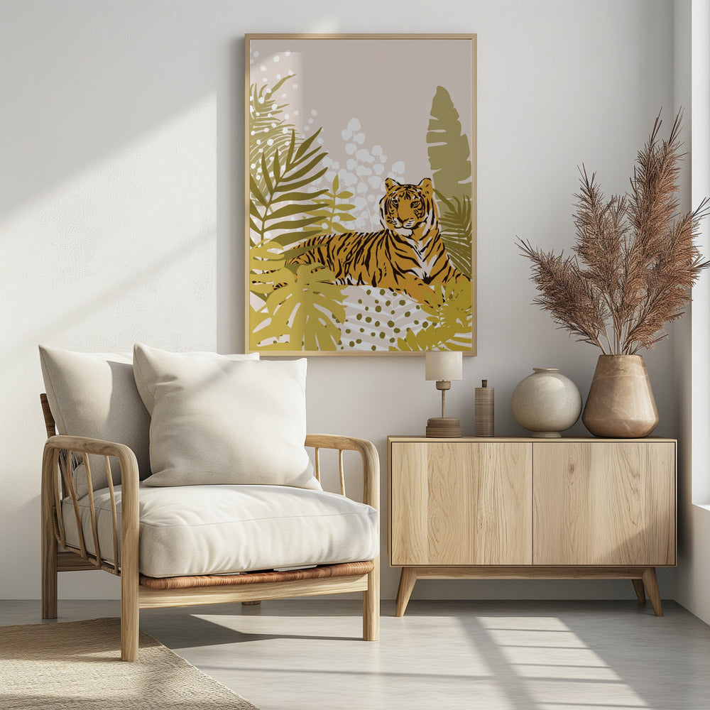 Tiger Laying Down By Cats and Dotz  30 X 42 Inches | Poster