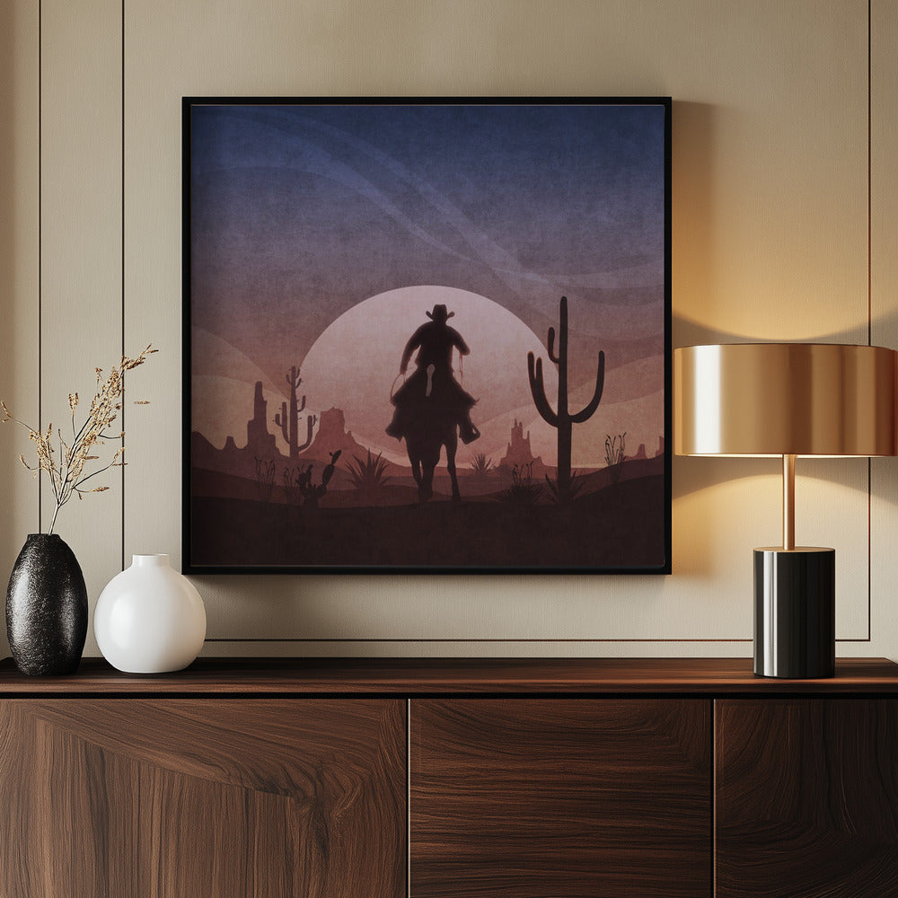 Desert Cowboy Sunset | Poster