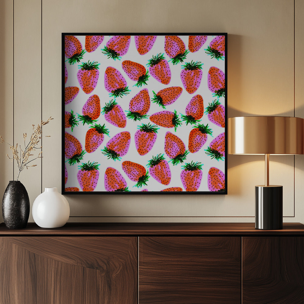 Lavender Red Strawberries Fruit | Poster