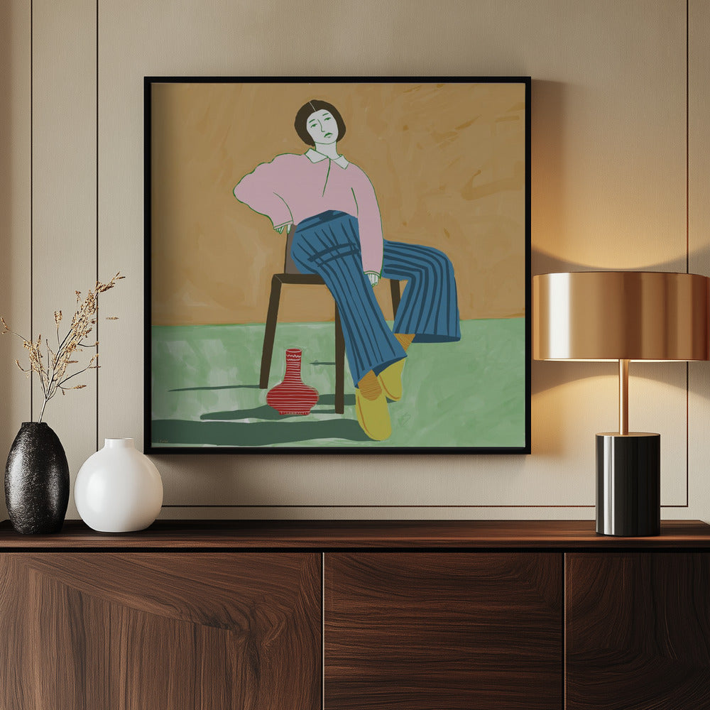 Lady Sitting with her vase | Poster