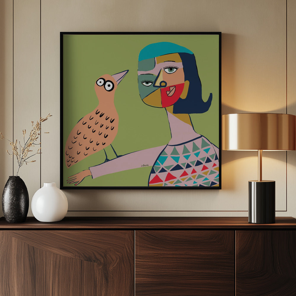 Lady with bird | Poster