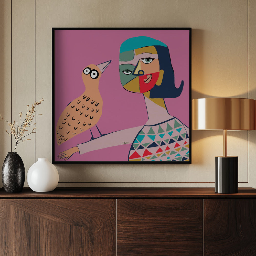 Lady with bird | Poster