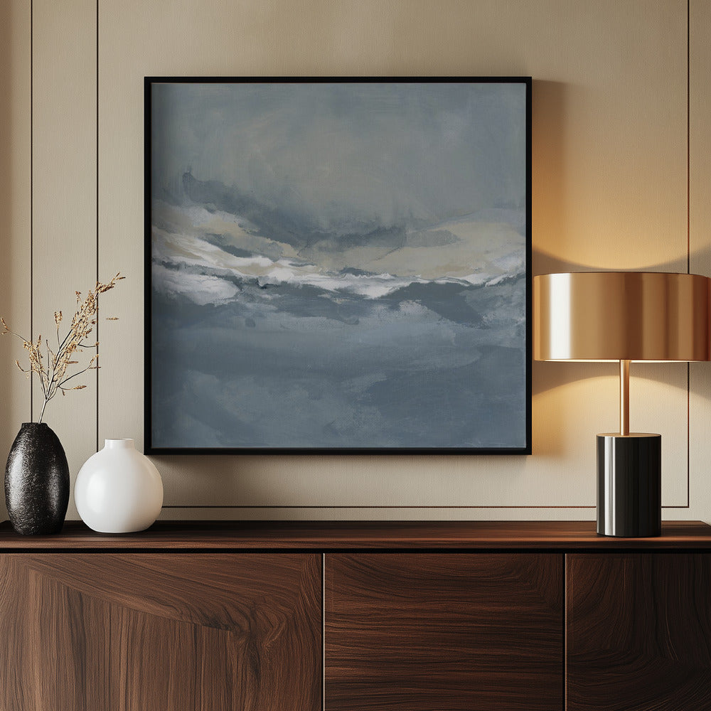 Serene Rolling Waves Beneath a Tranquil Sky | Poster