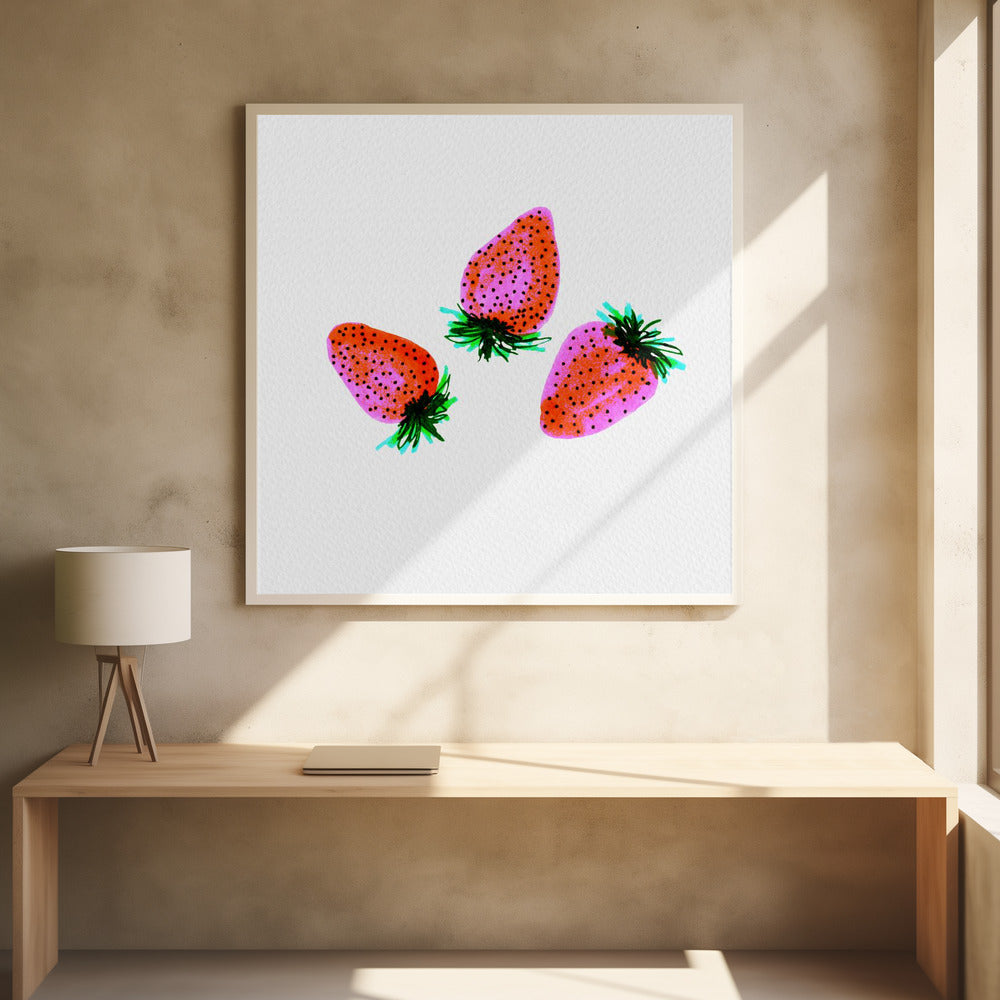 Red Lavender Sweet Strawberries Fruit | Poster