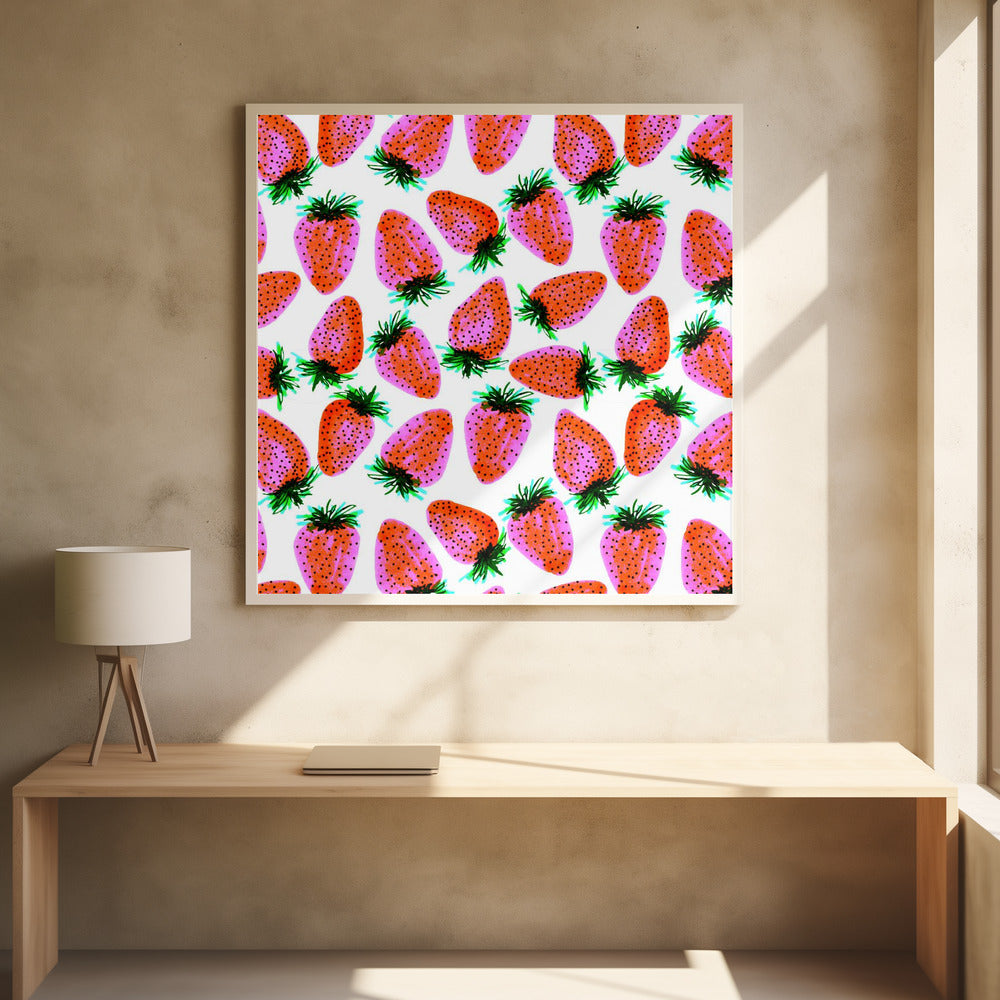 Lavender Red Strawberries Fruit | Poster