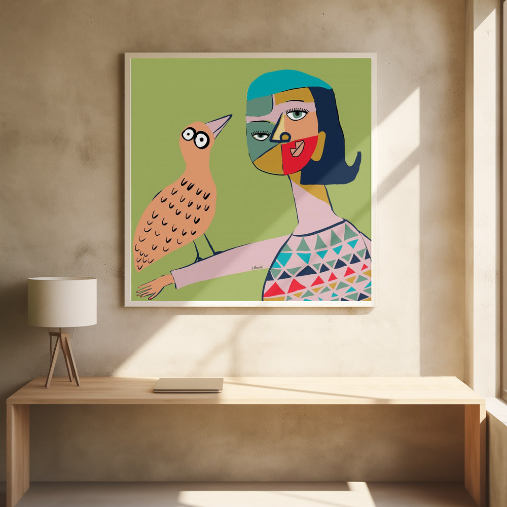 Lady with bird | Poster