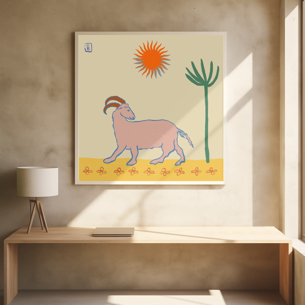 Stylized Pink Goat | Poster