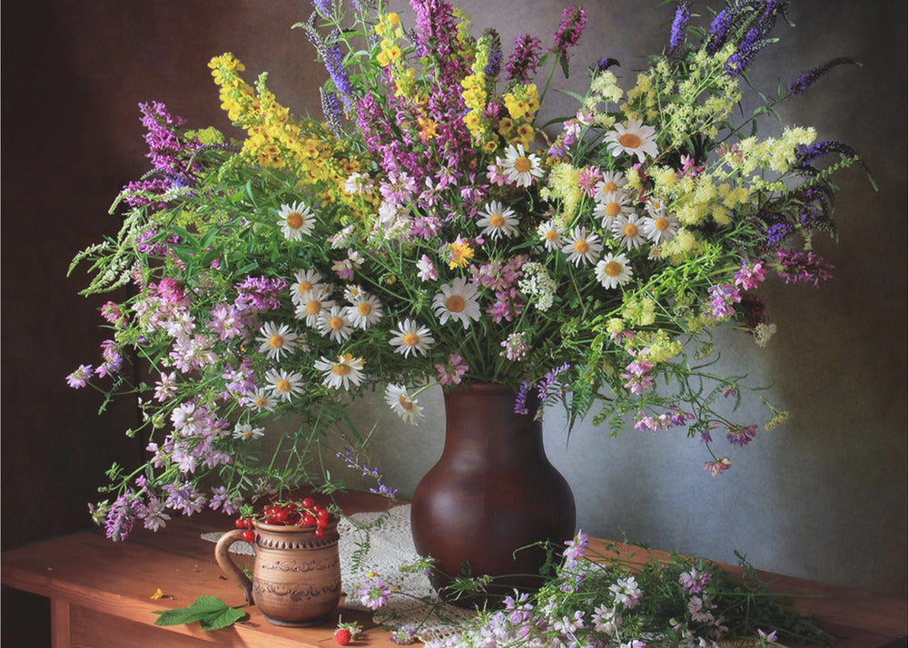 Still life with wildflowers and berries | Canvas