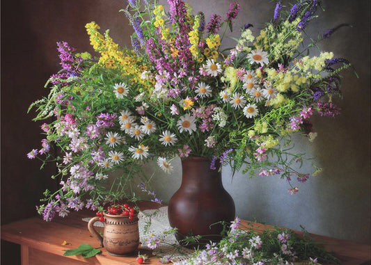 Still life with wildflowers and berries | Canvas