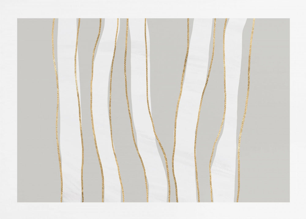 Gold And White Golden Waves | Poster