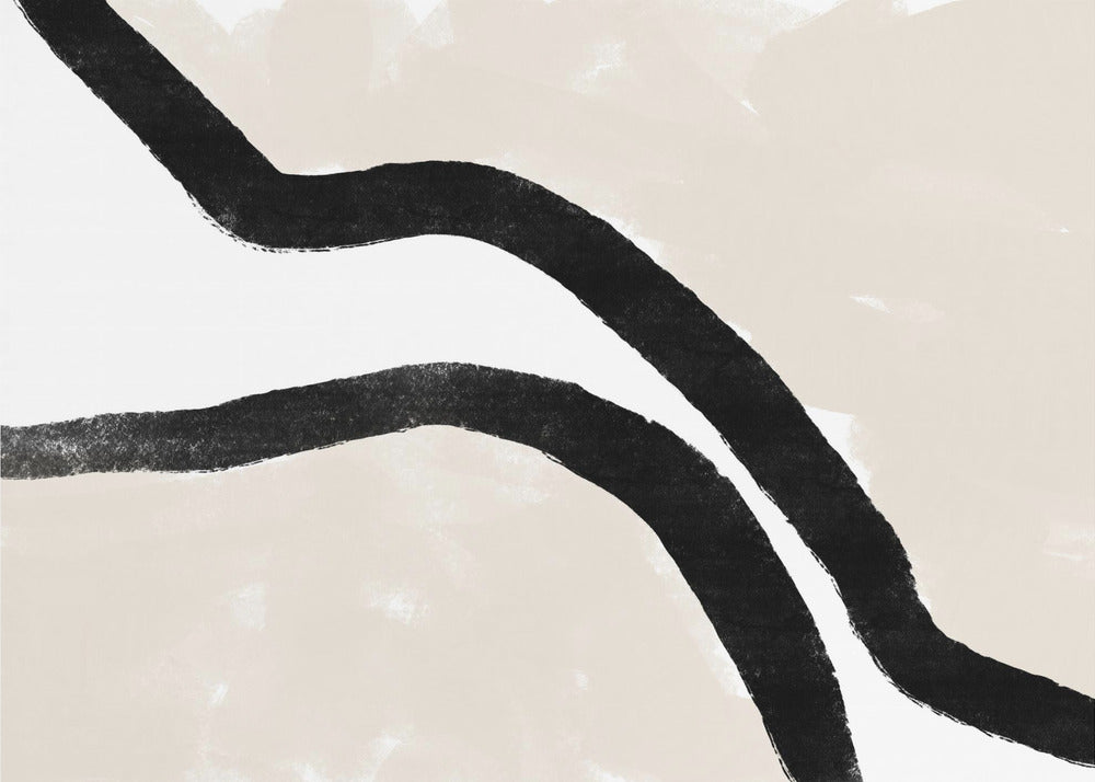 Black Curves On A Textured Beige Background | Canvas