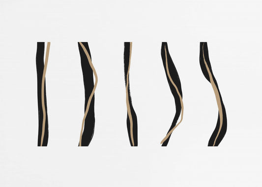 Black And Beige Wavy Lines On A White Background | Canvas