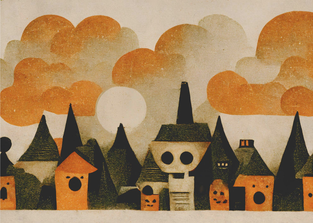 Spooky Village View | Canvas