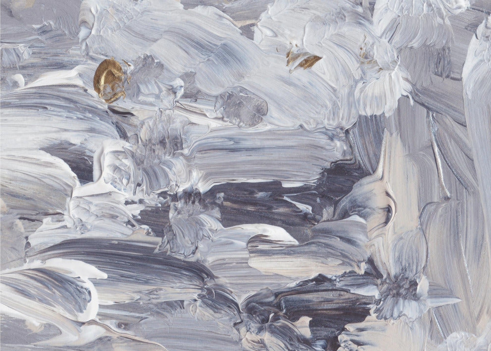 Dynamic Brushstrokes in Shades of Gray and White | Canvas