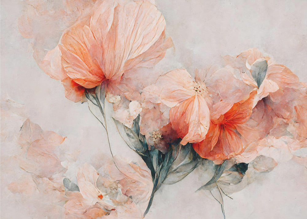 Blossoms in Coral | Wallpaper