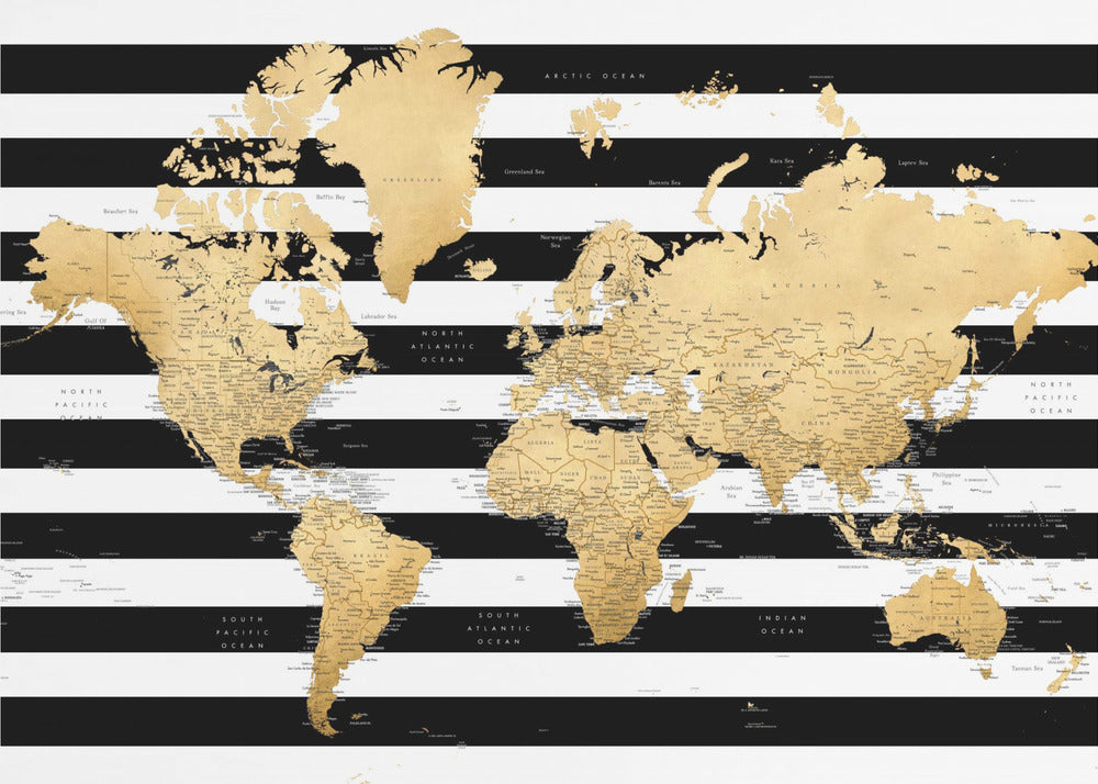 Detailed world map with cities, Harper | Poster
