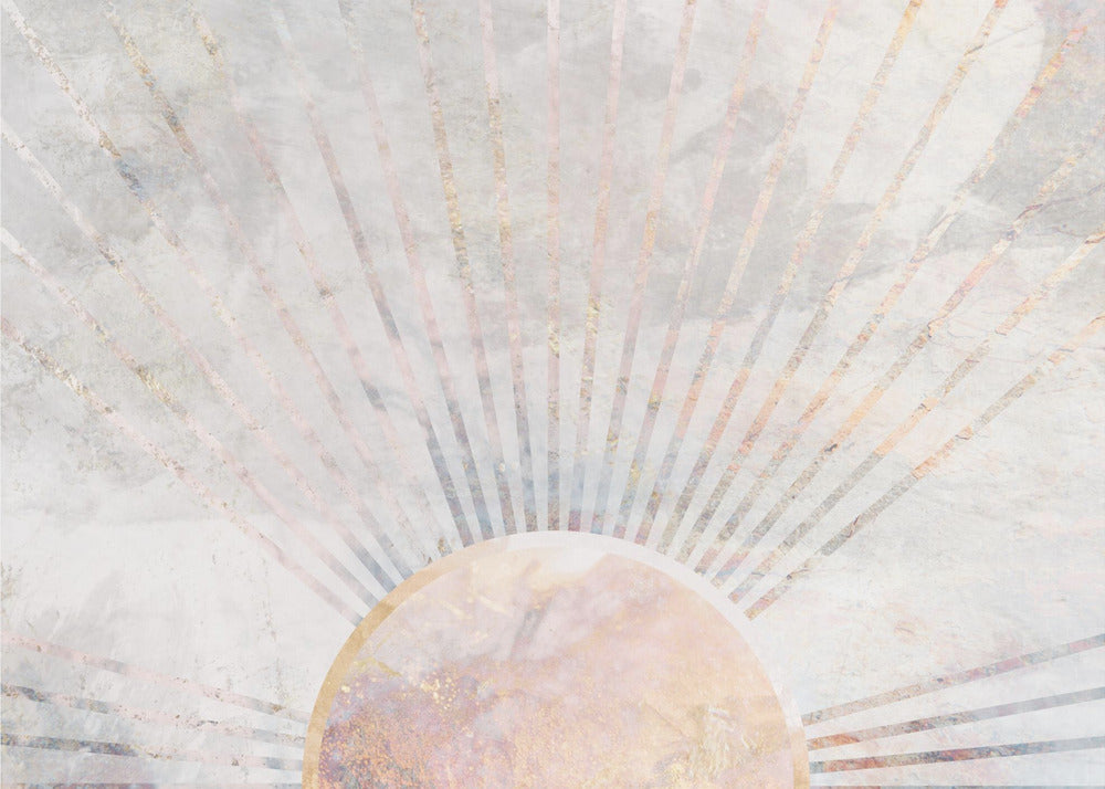Gold sun rays mural concrete | Wallpaper