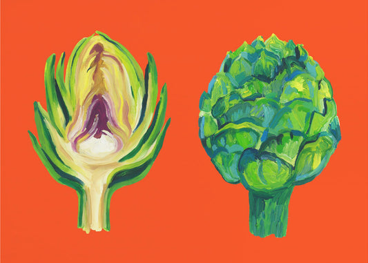 Artichokes On Orange | Poster