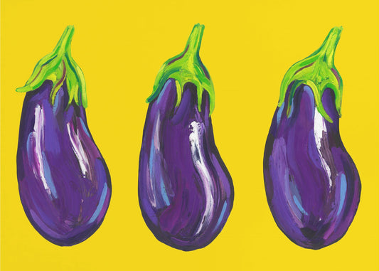 Aubergines On Yellow | Poster