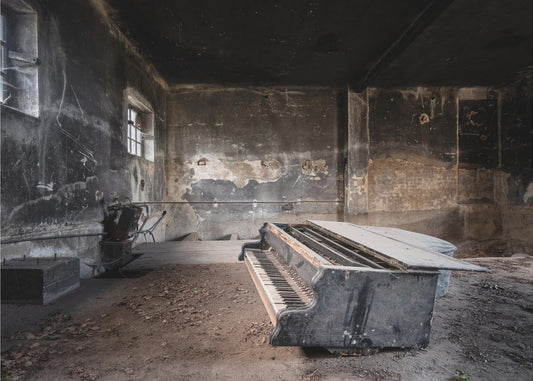 Piano in Burned Garage | Wallpaper