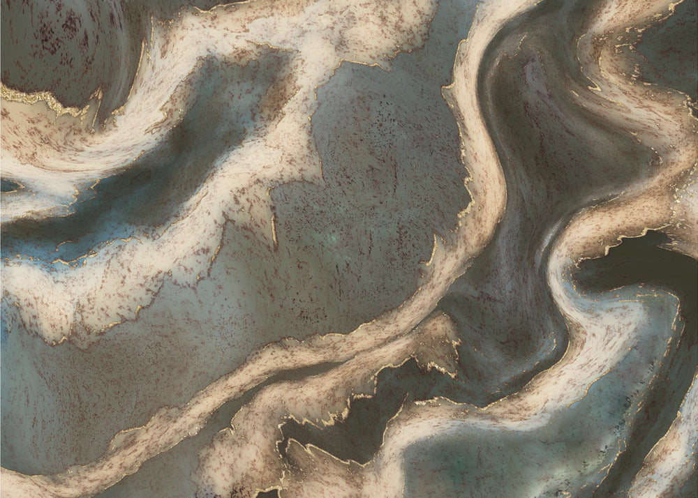 Alcohol Ink Green Blue Gold Beige | Wallpaper