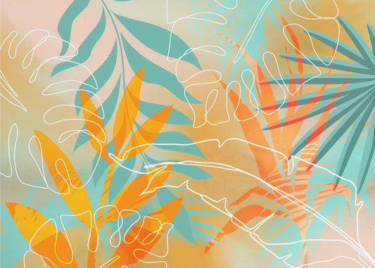 Tropical Summer Orange Turquoise | Canvas