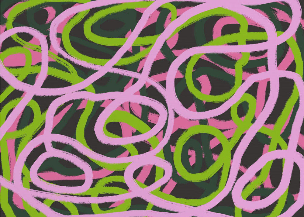 Intertwining Pink And Green Lines | Wallpaper