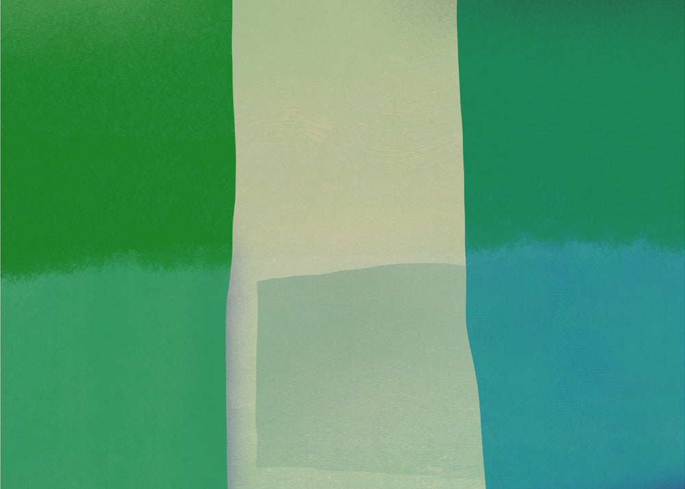 Minimalist Composition With Vibrant Green And Blue Hues | Canvas