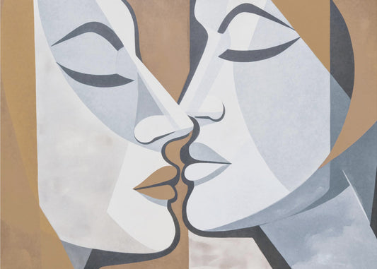 A Kiss Brown Grey | Canvas