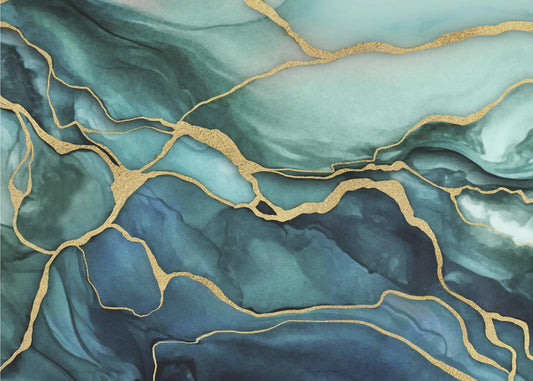 Marble Elegance Teal Gold | Poster