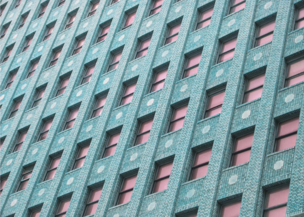 Brick Building with Pink Windows | Poster