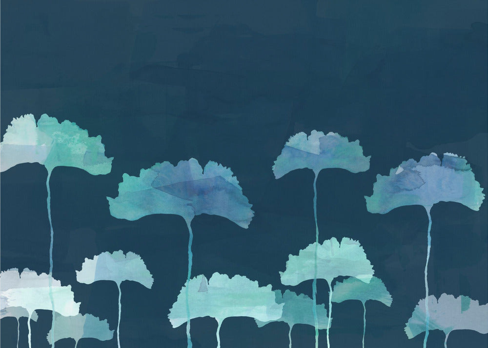 Blue Flowers Silhouette | Canvas