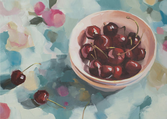 Cherries On Tablecloth | Poster