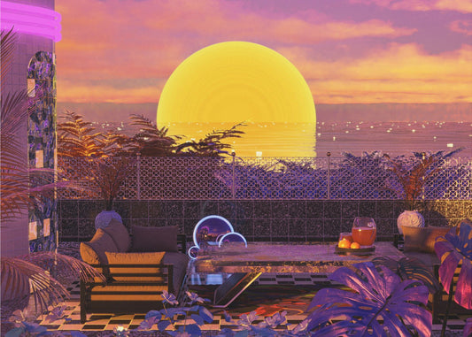 Retro Futurism Vaporwave Sunset | Poster